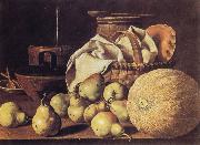 Melendez, Luis Eugenio Still Life with Melon and Pears oil painting reproduction